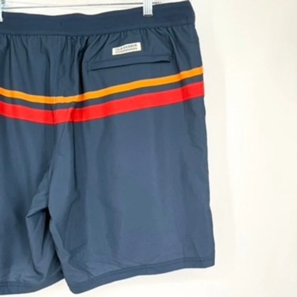 NWT Fair Harbor Ozone Swim Trunks Blue Red Orange Striped BreezeKnit Liner XXL